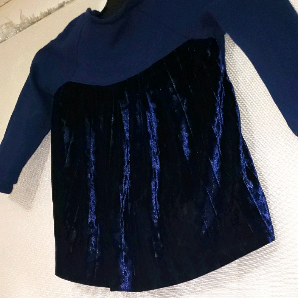 Toddler's blue Suede dress with bow